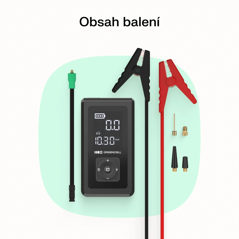 *Greencell CJSGC03 Powerbanka PowerBoost Air 3v1 Powerbanka / Startovací zdroj s kompresorem - 8000mAh,1000A