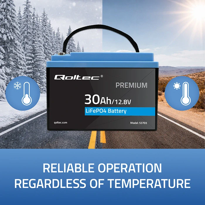 *Qoltec 53703 LiFePO4 lithiová železná fosfátová baterie | 12,8V | 30Ah | 384 Wh | BMS