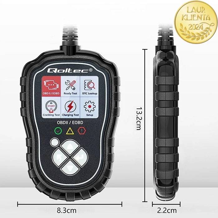 *Qoltec 50685 Digitální diagnostický tester Qoltec ProLine | OBD2 EOBD | 8V-25V | Duální systém