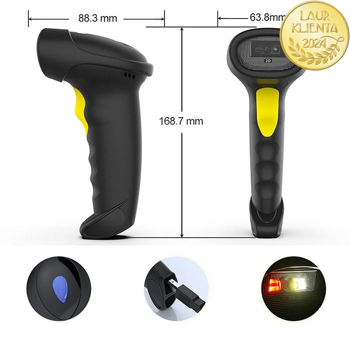 Qoltec 50880 Čtečka čárových kódů a QR kódů Qoltec | 1D 2D | USB | Bluetooth