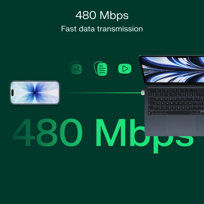 *Green Cell ADGCAC1 Adaptér USB-A na USB-C | Plug & Play | 2,4 A / 12 W | 480 Mbps | Hliníkové provedení