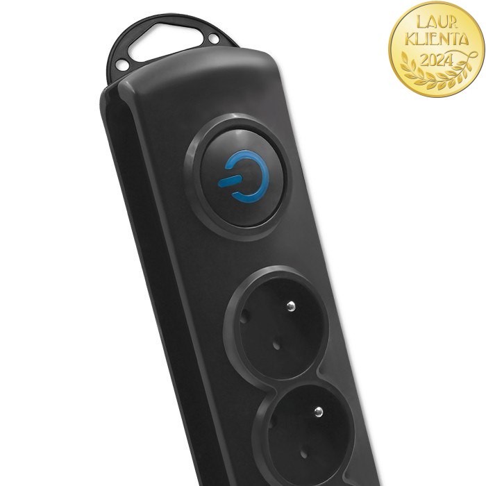 *Qoltec 50114 Prodlužovací kabel Qoltec | 8 zásuvek | 3 m | Černá | Rychlé přepínání