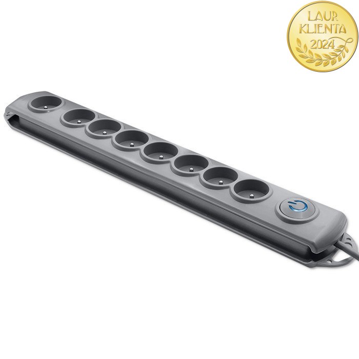 Qoltec 50168 Prodlužovací kabel Qoltec | 8 zásuvek | 3 m | Šedý | Rychlé přepínání