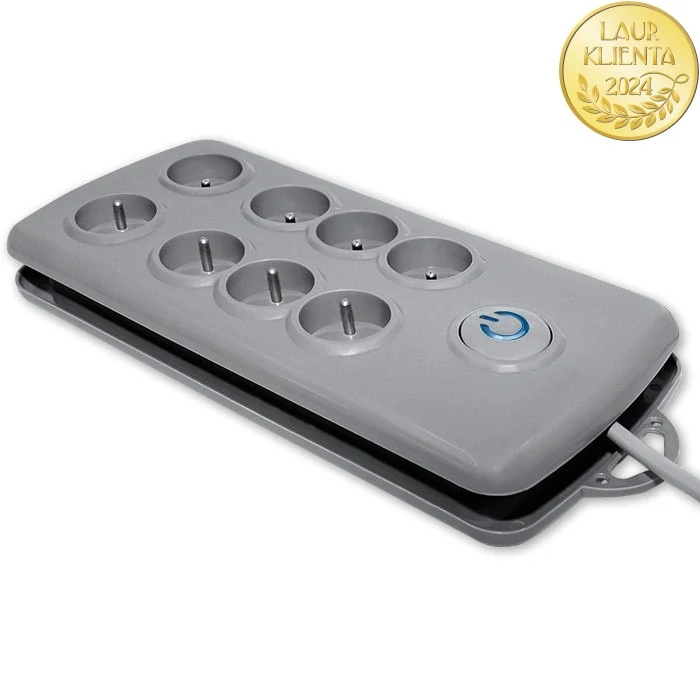 Qoltec 50162 Prodlužovací kabel Qoltec | 8 zásuvek | 2,5 m | Šedý | Rychlé přepínání