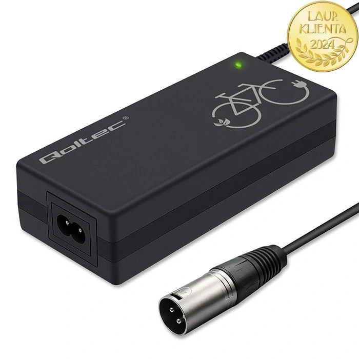 *Qoltec 52615 Nabíječka pro elektrokola 36 V (42 V) 2 A | 3-pin XLR 18 mm | Qoltec