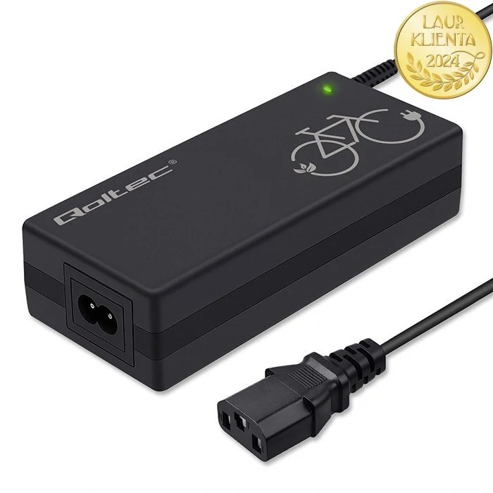 *Qoltec 52617 Nabíječka pro elektrokolo Qoltec 42V 2A | 36V Li-ion baterie | IEC C13 + napájecí kabel