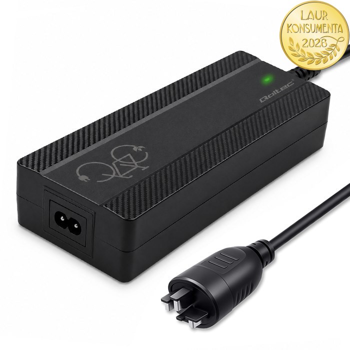 *Qoltec 52427 Rychlá voděodolná nabíječka Qoltec Pro Bosch plug 36V/42V 4A + napájecí kabel