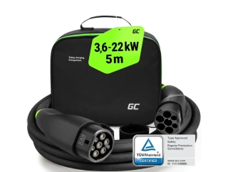 *Green Cell Nabíjecí kabel Snap Typ 2 | 3-fáze | 22 kW | délka 5 metrů pro Tesla Model 3 S X Y, VW ID.3, ID.4, ID.5, Kia EV6, Audi E-Tron, Fiat 500e a jiné