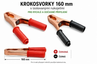 *Bateriové krokosvorky 160 mm,  – červená a černá, 2 ks