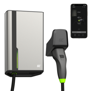 Green Cell GC HabuDen Wallbox 22kW 32A 5m Kabel Type 2 Smart EV nabíjecí stanice pro elektromobily s Green Cell App Bluetooth a WiFi přípojením