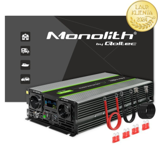Qoltec 51923 Monolith měnič napětí 3000W/6000W | z 24V na 230V | Čistý sinus | LCD displej | Dalkové ovladání