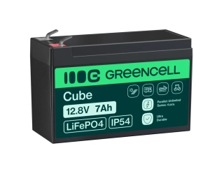*Baterie Green Cell CUBE LiFePO4 LFPGC12V7AH Baterie LiFePO4 12V, 12,8V 7Ah, 89,6Wh IP54 Lithium-železo-fosfátový Akumulátor pro UPS, Poplašné systémy, Monitorování