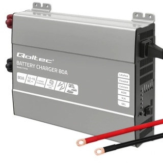 *Qoltec 51918 Inteligentní profesionální nabíječka Monolith pro LiFePO4 AGM GEL SLA baterie | 80A | 12V | Rychlé nabíjení