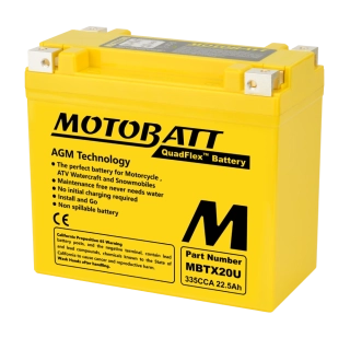Motobatt MBTX20U AGM motobaterie 12V 22,5Ah CCA 335A | Náhrada YTX20-BS, YTX20HL-BS, YB16L-B | Oficiální CZ distribuce
