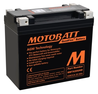 Motobatt MBTX20UHD 12V 22,5Ah AGM motobaterie | 335A CCA, 4 póly, vysoký startovací výkon