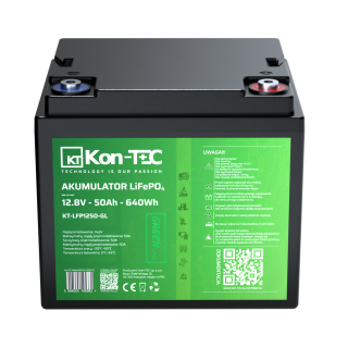 *Baterie Kon-Tec KT-LFP1250-GL Green Line Lithium-železo-fosfátová LiFePO4 baterie 12V, 12,8V 50Ah, 640Wh Wireless BMS System