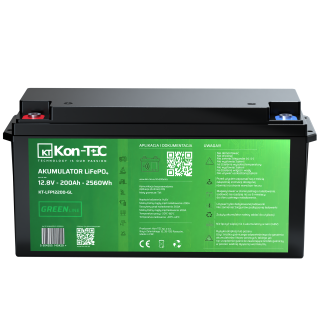 *❄️Baterie Kon-Tec KT-LFP12200-GL Green Line Lithium-železo-fosfátová LiFePO4 baterie 12V, 12,8V 200Ah, 2560Wh - Wireless BMS System + funkce ohřevu baterie | Aplikace v češtině