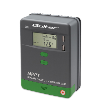Qoltec 53660 MPPT solární regulátor 10A | Ovládání přes Bluetooth aplikaci v mobilu | 12V / 24V | LCD | AGM / GEL / LiFePO₄