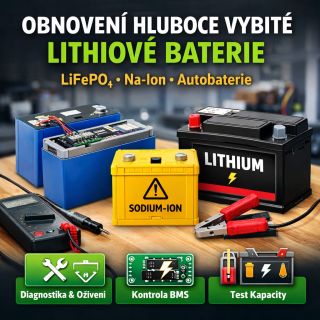 🧰 Obnovení hluboce vybité lithiové baterie (LiFePO₄, Sodium-Ion / Na-Ion, lithiové autobaterie)