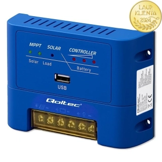*Qoltec 53666 MPPT Solární regulátor 15A pro baterie 12/24V AGM, GEL