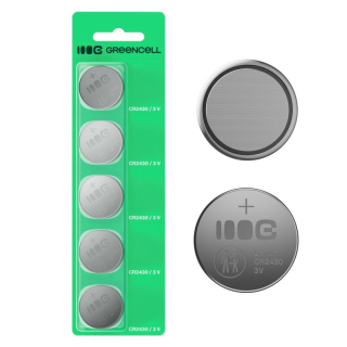 *Green Cell X5CR2430 Baterie CR2430 lithiové knoflíkové baterie 3V 290 mAh – 5ks blistr (váhy, kalkulačky, počítače, glukometry, dálkové ovladače do auta)