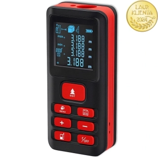 *Qoltec 50688 Precise digitální laserový dálkoměr s elektronickou nivelací | podsvícený LCD | 120 m