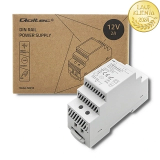 Qoltec 50918 – Průmyslový napájecí zdroj na DIN lištu 24 W / 12 V / 2 A / Šedý