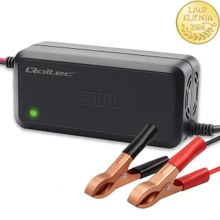 *Qoltec 52495 Inteligentní nabíječka 12 V 5 A | Automatická mikroprocesorová nabíječka AGM / GEL / SLA baterií | 6-krokové nabíjení | Ochrana proti přebití a přepólování