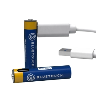 *BlueTouch USB-C nabíjecí baterie AAA 1,5 V / 0,74 Ah – Li-Ion tužkové články s USB-C nabíjením, 2 ks