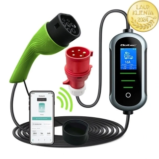 *Qoltec 52437 Mobilní nabíječka Qoltec 2 v 1 Typ 2 – 22kW | 400 V | Wi-Fi | TUYA | SMART LIFE | Nastavitelný proud | 7 m kabel