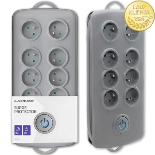 Qoltec 50162 Prodlužovací kabel Qoltec | 8 zásuvek | 2,5 m | Šedý | Rychlé přepínání
