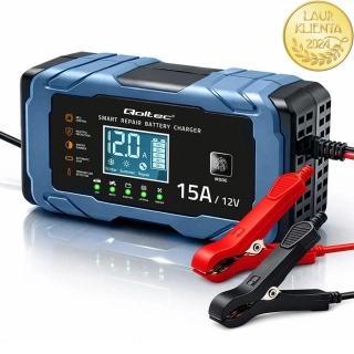 *Qoltec 52666 Qoltec Inteligentní nabíječka baterií 12V 15A | AGM, GEL, LiFePO4 | 9-krokové nabíjení