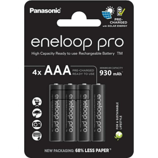 *Panasonic Eneloop PRO AAA (R03) 930mAh BK-4HCDE/4BE – nabíjecí baterie 4 ks, vysoká kapacita, dlouhá výdrž, japonská kvalita