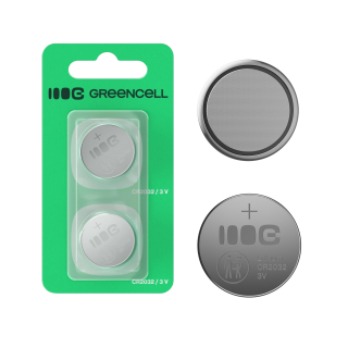 *Green Cell X2CR2032 Baterie CR2032 lithiové knoflíkové baterie 3V 220 mAh – 2ks blistr (do klíčů, hodinek, ovladačů, vah)