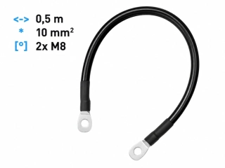 *Propojovací kabel pro baterie, měniče napětí délka 50cm, 10mm2, 2x očko M8 - černý