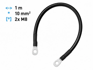 *Propojovací kabel pro baterie, měniče napětí délka 1m, 10mm2, 2x očko M8 - černý