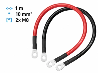 *Propojovací kabely pro baterie, měniče napětí délka 1m, 10mm2, 2x očko M8 - pár