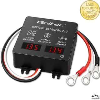 Qoltec 51078 24V napěťový balancer pro 2×12V baterie | 5A | AGM, GEL, LiFePO4 | LED displej