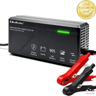 *Qoltec 52670 Nabíječka pro LiFePO4 baterie 12,8V | 10A | 14,6V | 150W | CC/CV | LED