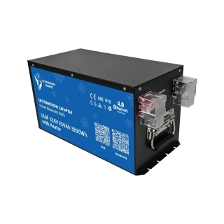 ❄️ LiFePO4 baterie Ultimatron ULM-12-250H 12,8V 250Ah 3200Wh, Smart BMS, Bluetooth, vyhřívání do −35 °C – pod sedadlo