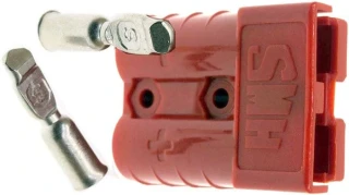 *Silový konektor typu Anderson SY50A 50A 600V pro kabel 4–12 mm² – červený