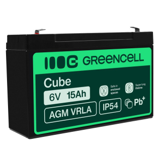 *Green Cell Bezúdržbová baterie AGM VRLA Green Cell 6V 15Ah pro poplašné systémy a hračky